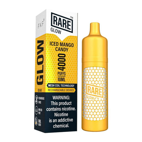 Rare Glow Disposable 4000 Puffs Rechargeable Mesh Iced Mango Candy Disposable Device 703674231489