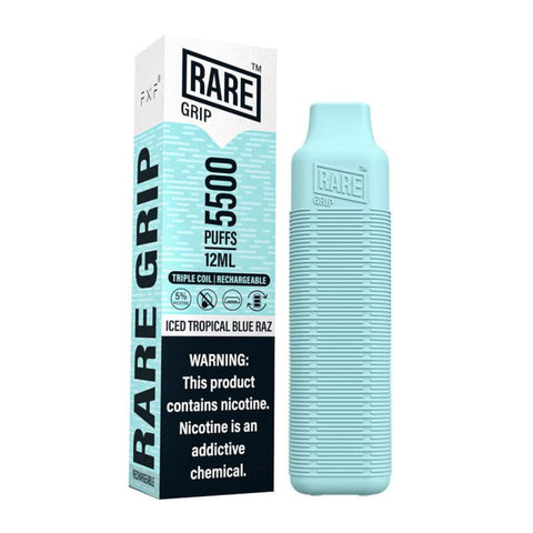 Rare Grip Triple Mesh Coil Rechargeable 5500 Puffs 12ml Disposable Iced Tropical Blue Razz Disposable Devices 703674231748