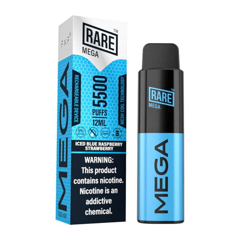 Rare Mega Disposable 5500Puffs Rechargeable Mesh Coil Iced Blue Raspberry Strawberry Disposable Device 703674231601
