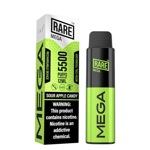 Rare Mega Disposable 5500Puffs Rechargeable Mesh Coil Sour Apple Candy Disposable Device 703674231526