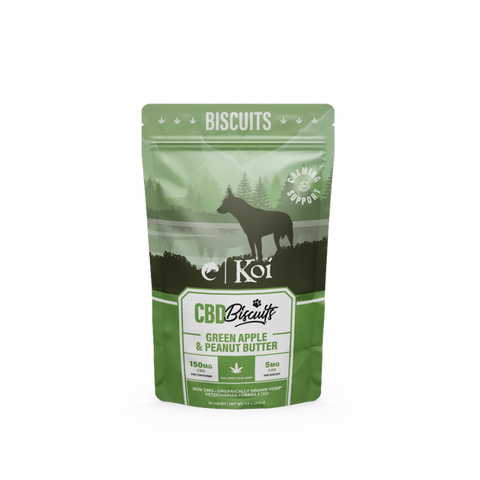 Koi Calming CBD Dog Biscuits 150mg | Green Apple & Peanut Butter